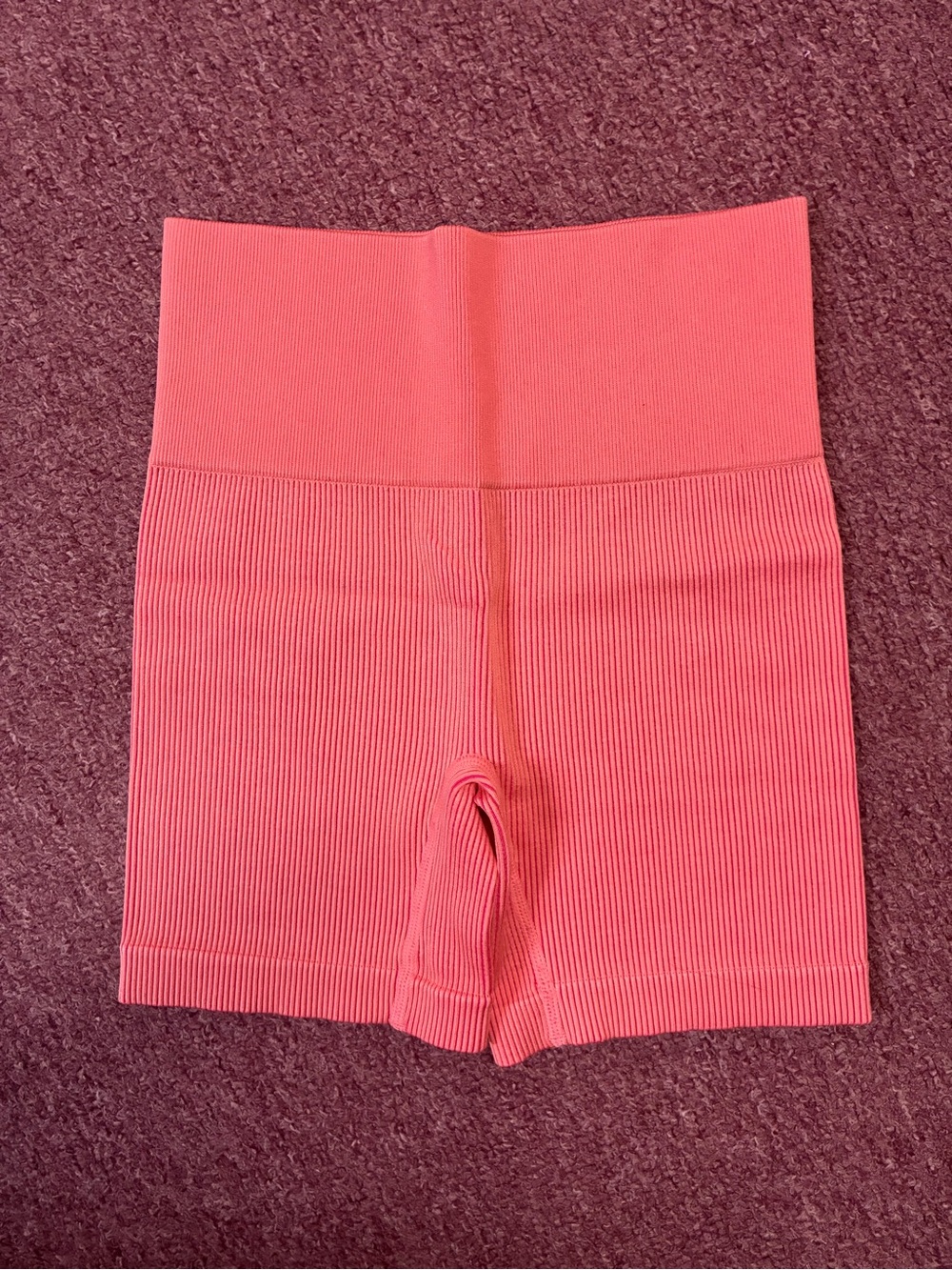 High-Waist Ribbed orange Women’s Bike Shorts